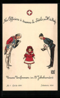 Künstler-AK Sign. Wr. De May: Schweizer Soldat In Uniform Mit Mädchen  - Other & Unclassified