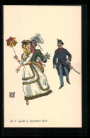 Künstler-AK Sign. Wr. De May: Bern, Schweiz. Landes-Ausstellung 1914, Schweizer Infanterie-Soldat Mit Frau Und Guide  - Sonstige & Ohne Zuordnung