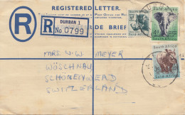 South Africa 1955: Registered Letter Durban To Wöschnau/Switzerland, Customs - Other & Unclassified