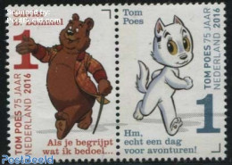 Netherlands 2016 75 Years Tom Poes, Marten Toonder 2v [:], Mint NH, Nature - Cats - Art - Comics (except Disney) - Nuevos