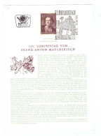 Österreich, 1974, Ersttag "Maulbertsch" /MiNr.1455 Auf Karton Mit Erläuterungen Und Zusätzl. SStpl. (13366L) - FDC