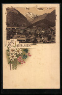 Lithographie Interlaken, Ortsansicht Aus Der Vogelschau  - Interlaken