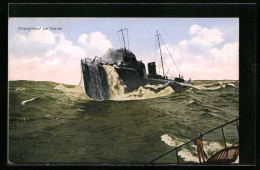 AK Torpedoboot Im Sturm  - Krieg