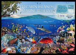 Pitcairn Islands 2017 Marine Reserve 8v M/s, Mint NH, Nature - Fish - Sharks - Pesci