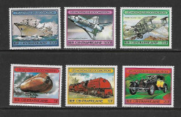 CENTRAFRICAINE 1982 TRANSPORTS-TRAIN-AUTOS-BATEAUX-AVIONS-ESPACE-ZEPELLIN  YVERT N°511/514-PA258/259 NEUF MNH** - Other & Unclassified