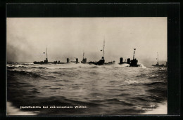 AK Halbflottille Bei Stürmischem Wetter  - Warships