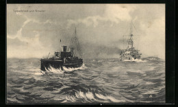 AK Torpedoboot Und Kreuzer  - Krieg