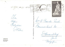 1959 £15 BYRON SU CARTOLINA PER ESTERO TRIESTE - 1946-60: Storia Postale