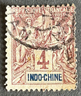 FRAIC005U - Mythology 4 C Used Stamp - Indochina - 1892 - Oblitérés