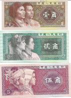 Lot De 3 Billets Chine, Zhongguo Renmin Yinhang: 1, 2, 5 (Yi, Er, Wu Jiao) 1980 - Chine