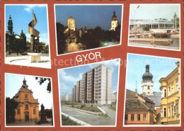 72316803 Gyoer Skulptur Teilansicht Kirche Hochhaeuser Freibad Gyoer - Hungary