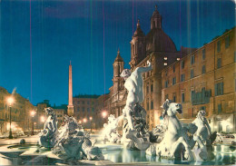 Postcard Italy Rome Navona Square By Nigh - Places & Squares