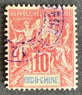 FRAIC018U - Mythology 10 C Used Stamp On Colored Paper - Indochina - 1901 - Oblitérés
