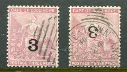 1880 Cape Of Good Hope 3 On 3d Inverted Used Sg 37a - Kaap De Goede Hoop (1853-1904)