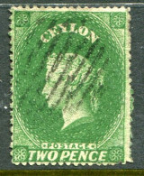 1861 Ceylon 2d Green Used Sg 20 - Ceylon (...-1947)