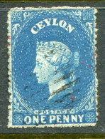 1861 Ceylon 1d Blued Paper Used Sg 28a - Ceylon (...-1947)