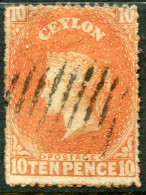 1861 Ceylon 10d Vermillion Used Sg 34 - Ceylan (...-1947)