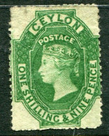 1861 Ceylon Unissued 1s9d Light Green Sg 36 * - Ceylan (...-1947)