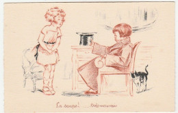 Illustrateur E. NAUDY 1934, Enfants, Chat,  " La Soupe ...très Mauvais " - Naudy