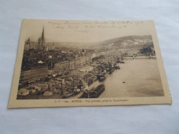 ROUEN  ( 76 Seine Maritime ) VUE GENERALE PRISE DU TRANSBORDEUR  PENICHES ET BATEAUX A QUAI 1916 - Rouen