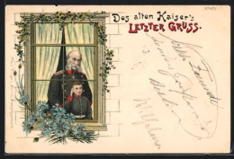 AK Kaiser Wilhelm I. Mit Seinem Enkel In Einem Fenster  - Familles Royales