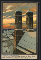 Künstler-AK Zeno Diemer: München, Frauenkirche Im Schnee  - Diemer, Zeno