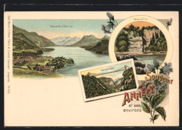 Lithographie Annecy, Gorge Du Fier, Pont De La Gailie, Vue Générale Aérienne  - Annecy