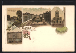 Lithographie Lyon, Grand Hôtel, Place Et Rue De La Republique  - Andere & Zonder Classificatie