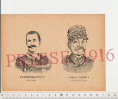 Doc 1916 Gravure Victor-Emmanuel II Roi D'Italie Portrait Général Cardona Généralissime Italien Grande Guerre 14-18Armée - Non Classés