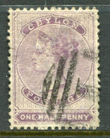 1864 Ceylon 1/2d Mauve P 12 1/2 Used Sg 48c - Ceylan (...-1947)