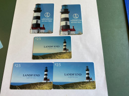 - 7 - USA Gift Cards Lands End Lighthouse 5 Different With Variants - Cartes Cadeaux