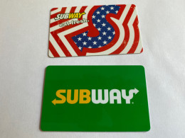 - 7 - USA Gift Cards Subway 2 Different Cards - Cartes Cadeaux