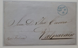 O) 1854 CHILE,  CALLAO, PREPHILATELIC - PRESTAMP,  PACIFIC STEAM NAVIGATION  COMPANY,  VALDIVIA STEAM BOAT,  CIRCULATED - Chili