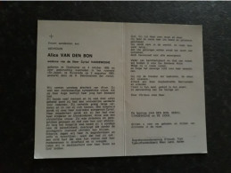 Alice Van Den Bon ° Oostkamp 1895 + Ruiselede 1983 X Cyriel Vandeweghe (Fam: Sercu - De Cock) - Obituary Notices