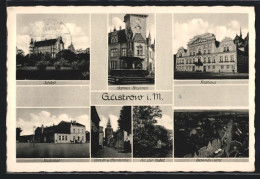 AK Güstrow, Schloss, Rathaus, Bahnhof  - Guestrow