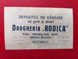 Romania Bucuresti Reclama Drogheria Rodica / Apr.8x5 Cm - Roumanie
