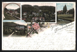 Lithographie Friedrichroda, Hotel Waldhaus, Villen Am Herzogsweg  - Friedrichroda