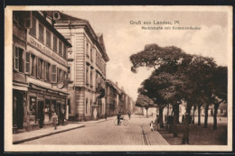 AK Landau / Pf., Marktstrasse Mit Kommandantur  - Landau