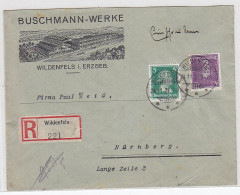 Deutsches Reich R-Brief Mit MIF Der Buschmann-Werke Wildenfels  AKs - Covers & Documents