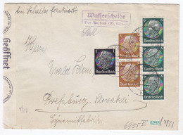 Deutsches Reich Brief Mit "Hindenburg" Frankatur "Stempel Wasserscheide" Nach Preßburg Zensur - Cartas & Documentos