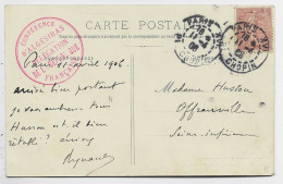 FRANCE LN° 129 CARTE DAGUIN PARIS XVI 11.4.1906 + CACHET ROUGE CONFERENCE D'ALGESIRAS DELEGATION REPUBLIQUE FRANCAISE - 1877-1920: Semi-Moderne