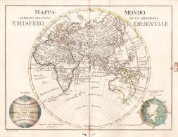 Mappamondo Tagliato Sul Piano Di Un Meridiano Emisfero Orientale - Eastern Hemisphere Europe Africa Asia Austr - Stiche & Gravuren