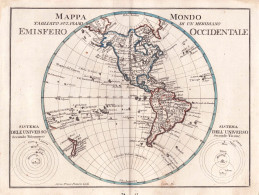 Mappamondo Tagliato Sul Piano Di Un Meridiano Emisfero Occidentale - America North South Continent Kontinent A - Prints & Engravings