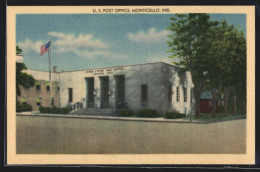 AK Monticello, IN, United States Post Office, Stars And Stripes  - Altri & Non Classificati