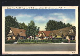 AK Schroon Lake, NY, Brown Swan Pub-Gift Shop And United States Government Post Office  - Sonstige & Ohne Zuordnung