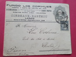 Chili - Entier Postal Commercial + Complément De Santiago Pour La France En 1909 - Réf 3581 - Chile