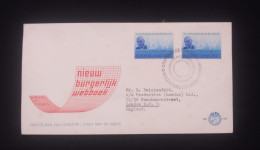 C) 1966. NETHERLANDS. FDC. SENT TO GREAT BRITAIN. DOUBLE STAMPS OF THE NEW CIVIL LAW. XF - Autres & Non Classés