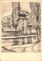 Artiste CPA Reimesch, Thann Elsass Haut Rhin, Turm, Kirche, Fluss - Autres & Non Classés