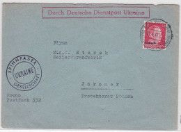 Deutsche Dienstpost Ukraine Brief Mit EF Ins Protektorat - Besetzungen 1938-45