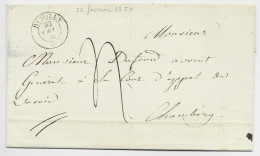 CACHET SARDE HAUTE SAVOIE RUMILLY 23 FEV 1850 LETTRE POUR CHAMBERY TAXE 4 - 1849-1876: Classic Period